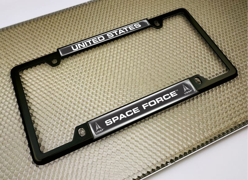 USAF - U.S. Space Force - Car Metal License Plate Frame (bw)